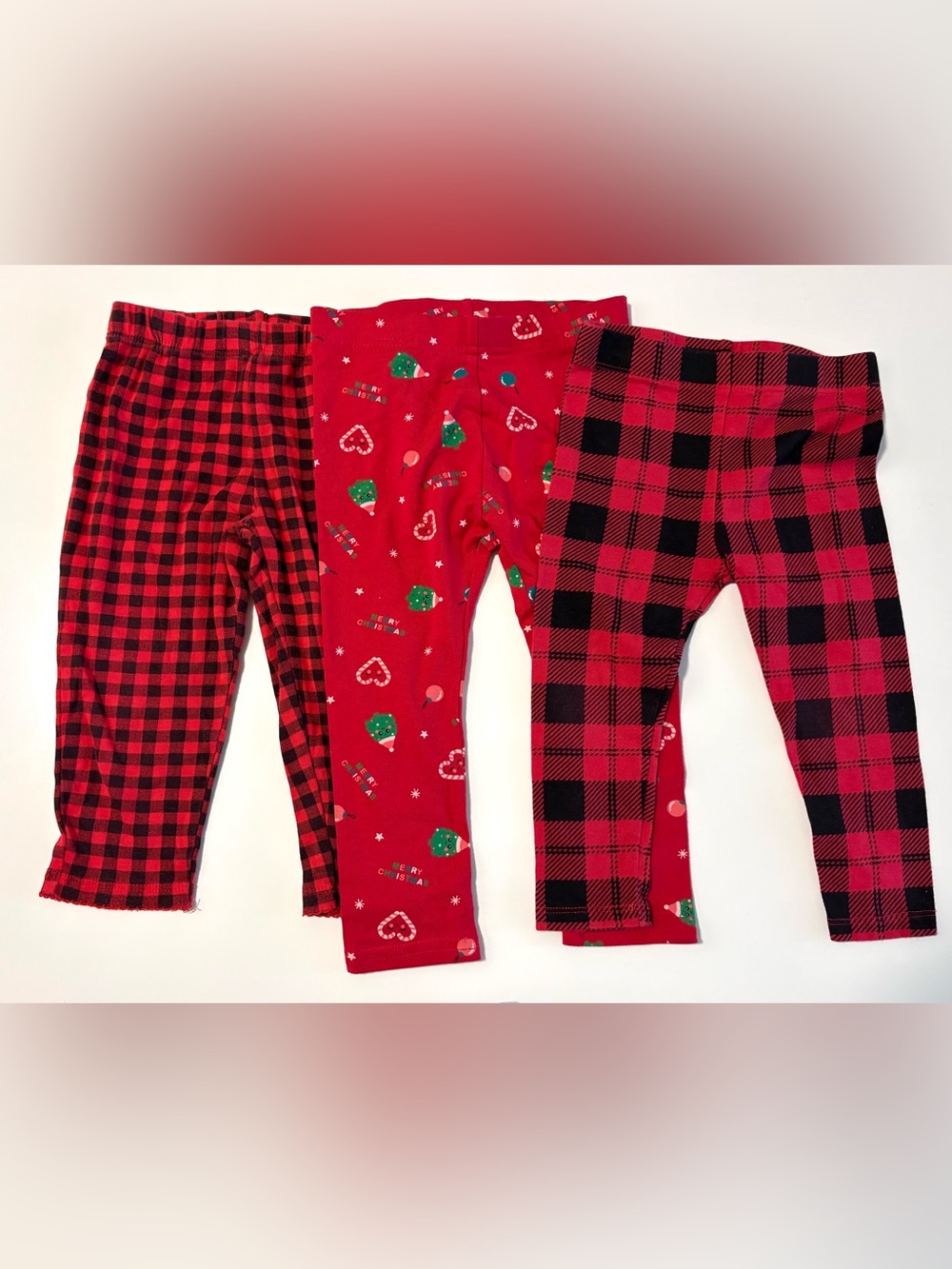 George Girls 18-24M Red & Black Plaid Leggings 3-Piece Set